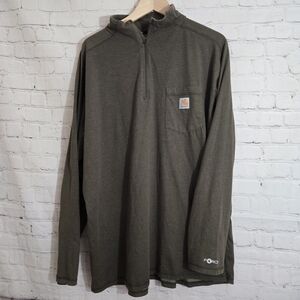 Carhartt Force Relaxed Fit Midweight Quarter Zip T-Shirt 2XL Green Mock Neck